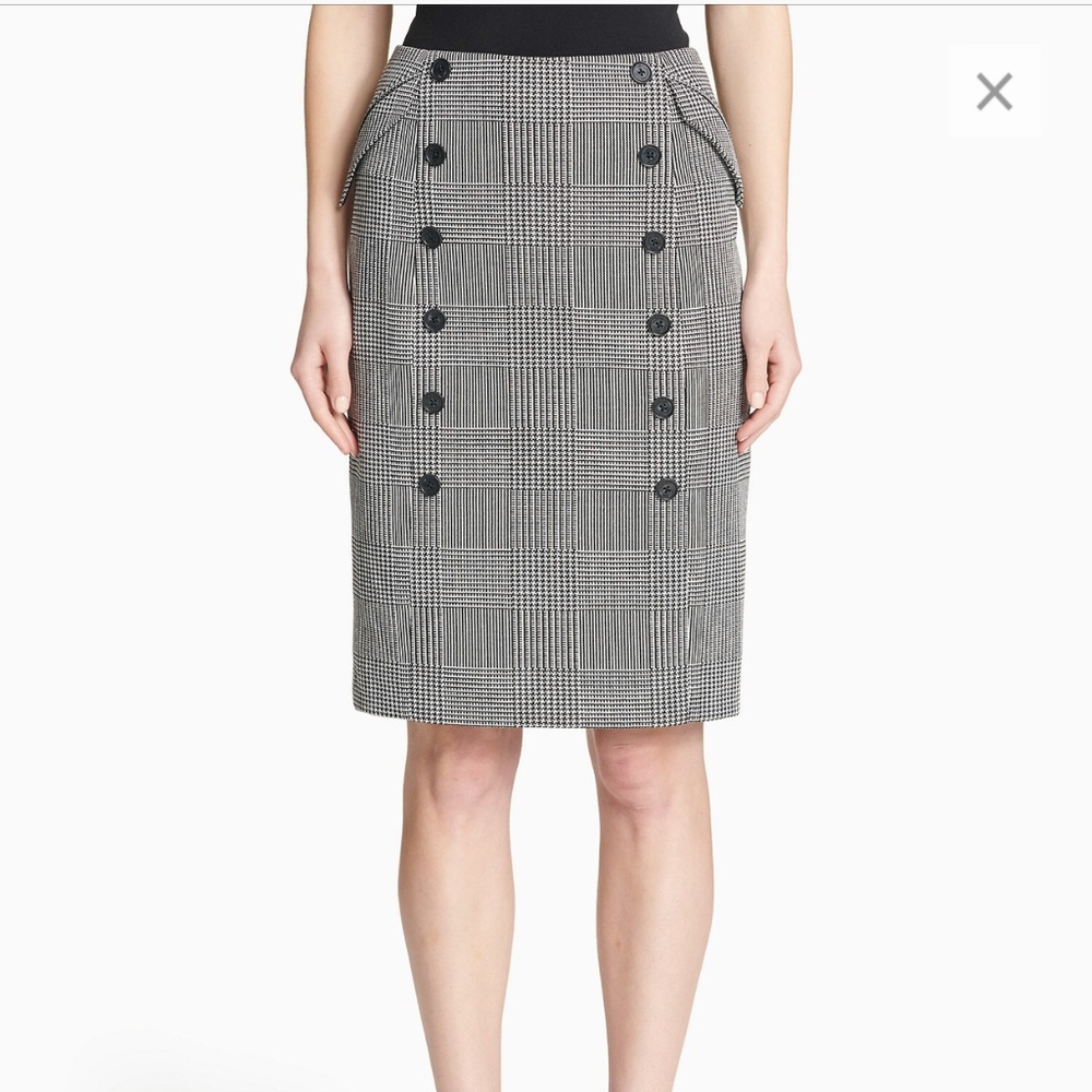 Calvin Klein Glen Plaid Skirt with Buttons